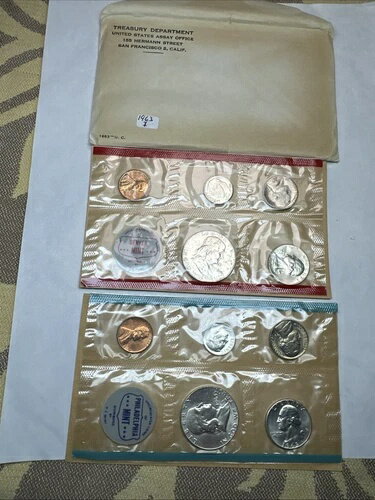 1963年 未流通 P&D ミントセット、OGP 90% シルバー