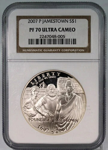 2007 年 ジェームズタウン プルーフ記念銀貨 - NGC グレード PF70 UCAM !!