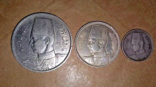 エジプト王国 2、5、10 ピアストル 1939 1937 シルバー 高級 ファルーク王 #B99 3個