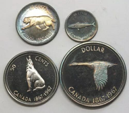 1967ǯ���ʥ� 4�祻�å� ����С� ������ ̤ή�� $1 50����� 25����� 10����� �ȡ��˥󥰲ù� - L166