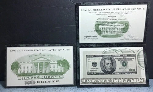 楽天WORLD RESOURCE【KING店】1996年 20ドル 低番号未流通紙幣 AL 00002506 A フォルダーとスリーブ付き