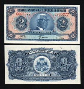 ハイチ 2グールド P-201 1919年 フランソワ・デュヴァリエ博士 UNC 世界通貨紙幣