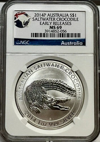 2014-P オーストラリア産 海水クロコダイル シルバー $1 NGC MS 69 早期リリース