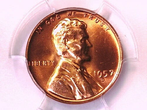 1957年 D リンカーン ウィート セント ペニー PCGS MS 66 RD 80450235