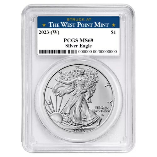 2023年 (W) 1ドル 1オンス アメリカンシルバーイーグル PCGS MS69 ウェストポイントラベル