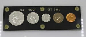 楽天WORLD RESOURCE【KING店】1961年米国造幣局発行 5枚セット シルバー プルーフ コイン（黒色キャピタルスタイル プラスチックホルダー入り）