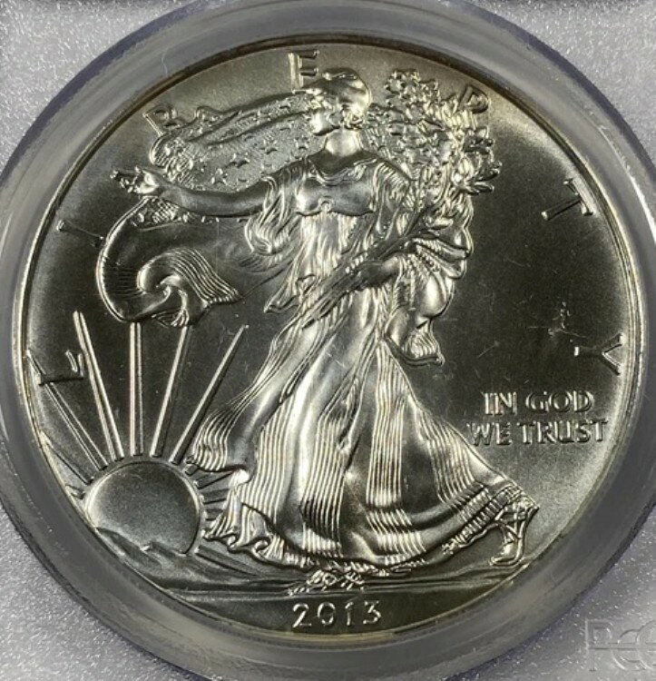 2013年 シルバーイーグル ASE 1.00。PCGS