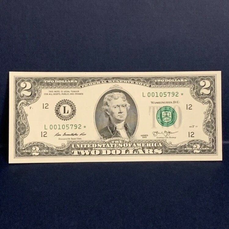 希少な2ドル紙幣スターノート 2013年 未流通 128K L00105792*
