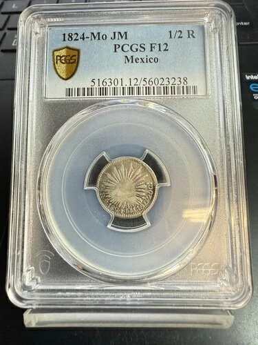 メキシコ 1824年 ハーフ 1/2 リアル フックネック（希少）NGC Fine 12