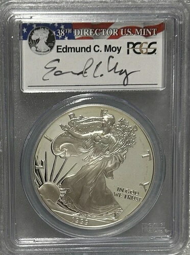 1999-P アメリカン シルバー イーグル $1 PCGS PR69 DCam エドマンド・モイ サイン入り EM5