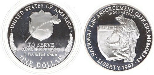 アメリカ 1ドル 1997年 国家法執行機関記念碑 Pf IN カプセル 76463