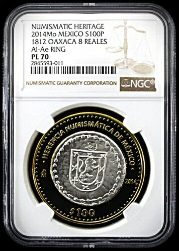 楽天WORLD RESOURCE【KING店】2014Mo メキシコ 1812 オアハカ 8 REALES S100P Al-Ae RING - NGC PL 70