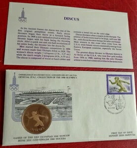 ロシア 1980 モスクワオリンピック「円盤投げ」公式 PNC コレクション メダル 激レア