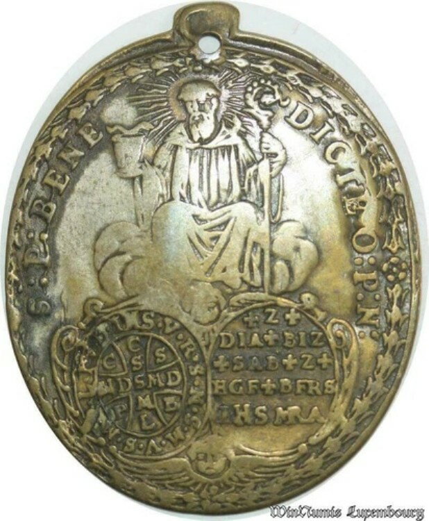 Q6122 希少メダル オーストリア ザルツブルク 聖ゲオルギオス 聖ベネディクト 1700年代 -> オファーしてください-