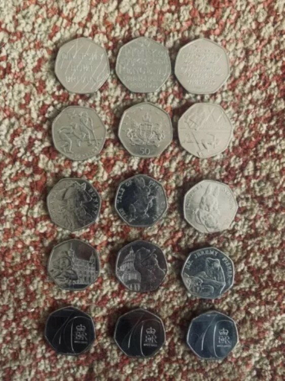 希少な50ペンス硬貨16枚セット(3)