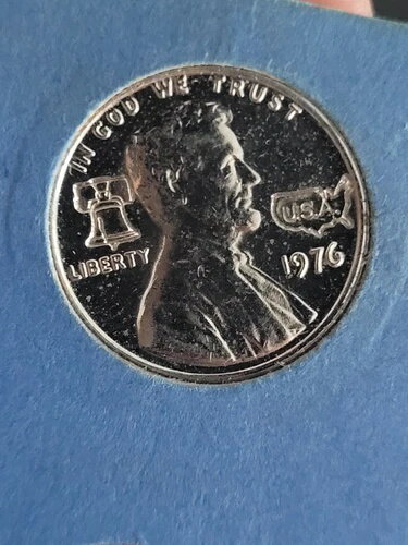 希少な1976年製 銀メッキ 1セント リンカーン記念館(アメリカ合衆国と自由の鐘付き)