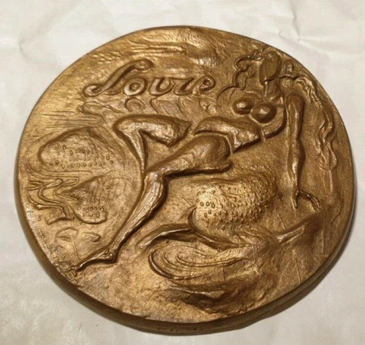 1971年、非常に珍しいラ・ロワール川のフランス製鋳造アートメダル、125mm、デスピエール・ヌード作