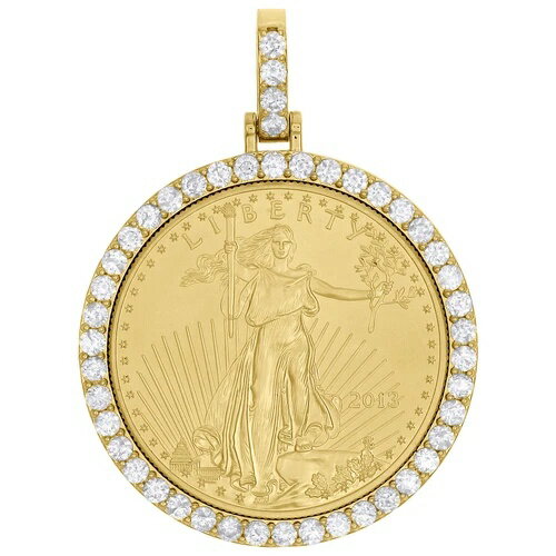 22K アメリカンイーグル ゴールド コイン 1 オンス & 10K ダイヤモンド マウント ペンダント チャーム 2.85 CT。