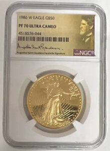 1986-W 50ドル金貨プルーフアメリカンイーグルコイン NGC PF 70 UC - オーガスタス・セント=ゴーデンス