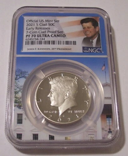 NGC 2021 S クラッド ケネディ ハーフダラー プルーフ PF70 ER ホワイトハウス フレームホルダー