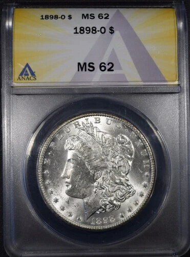 1898-O モルガン銀貨「ANACS MS62」*2点目以降は送料無料*