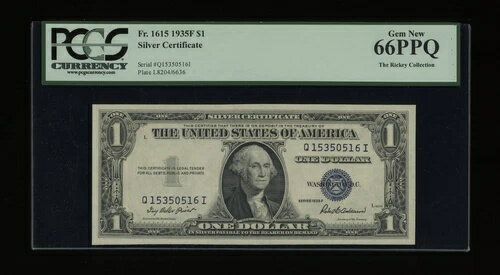 DBR $1 1935-F シルバー Fr. 1615 QI ブロック ジェム PCGS 66 PPQ シリアル Q15350516I