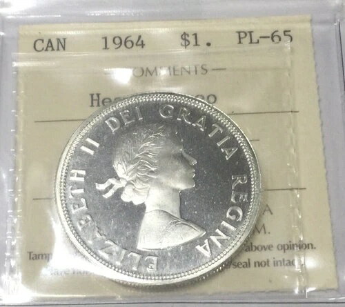 カナダ 1964年 プルーフライク PL65 ヘビーカメオ ICCS オールド 2レターホルダー 極上逸品