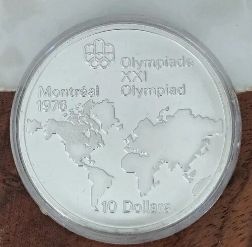 1973年カナダ銀貨10ドル世界地図 1976年オリンピック記念コイン
