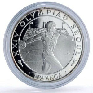 トンガ 1パアンガ 円盤投げ ソウルオリンピック スポーツ プルーフ銀貨 1988年