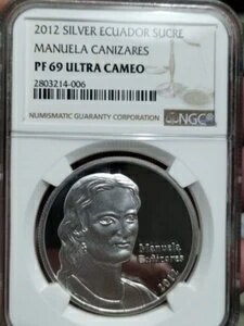 エクアドル 2012 - スクレ シルバー - マヌエラ カイザレス - プルーフ 69