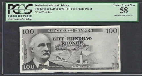 アイスランド 100クローナ L1961(961-84) P44a 写真プルーフ 未使用