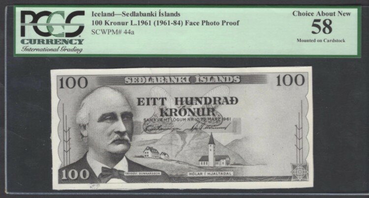 WORLD RESOURCE【KING店】のアイスランド 100クローナ L1961(961-84) P44a 写真プルーフ 未使用｜アングル3