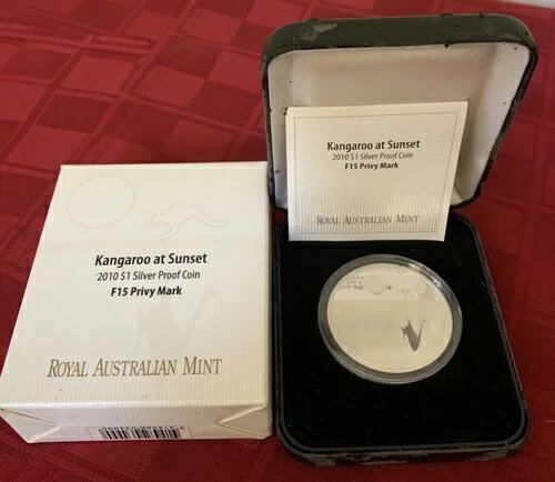 2011年 オーストラリア カンガルー アット サンセット .999 1オンス シルバー プルーフコイン F15-Privy Mark