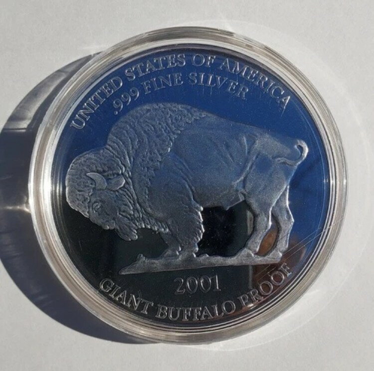 アメリカ 2001年 ジャイアントバッファロープルーフ 1オンス .999 純銀 未開封、本物