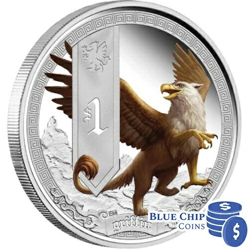 2013年 1ドル ツバル神話の生き物 グリフィン 1オンス シルバー プルーフコイン 証明書 15(3)