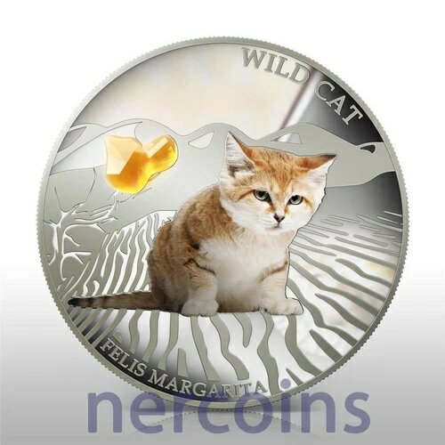 フィジー 2013年 キャッツ＆ドッグス フェリス マルガリータ 2ドル シルバー プルーフコイン クリスタル付き COA(3)