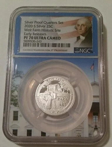 2020 S シルバー ウィアーファーム NP クォーター PF70 UC NGC ER ホワイトハウス フレームホルダー