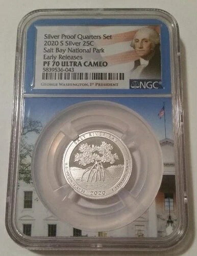 2020 S シルバーソルト リバーベイ NP クォーター PF70 UC NGC ER ホワイトハウス フレームホルダー