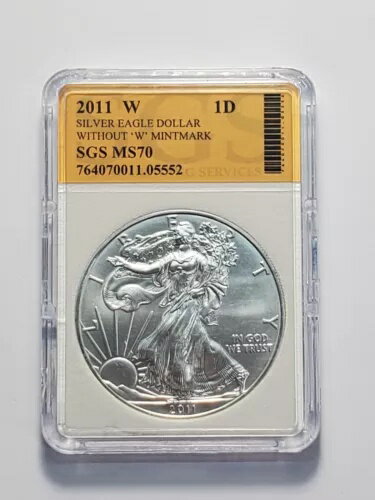 アメリカ 2011 W シルバーイーグルドルコイン、「W」ミントマークなし