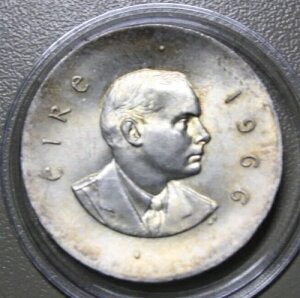 1966年 アイルランド 10シリング 銀貨 F6229 KM#18 イースター蜂起50周年記念