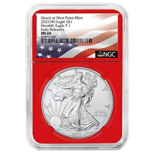 2021年 (W) $1 タイプ1 アメリカンシルバーイーグル NGC MS69 ER フラッグラベル レッドコア