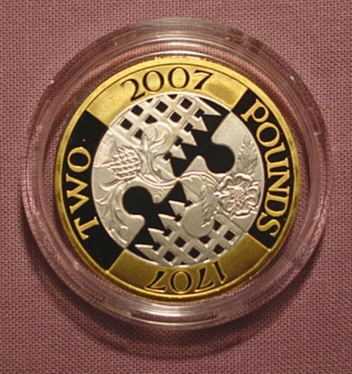 2007年 ロイヤルミント シルバー ピエフォート プルーフ 2ポンド硬貨 - スコットランドとイングランドの合同法(3)