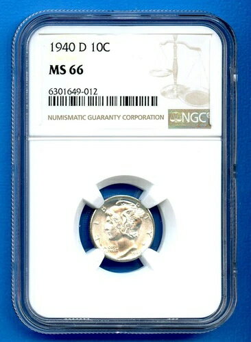 1940 D NGC MS66 マーキュリーダイム 10
