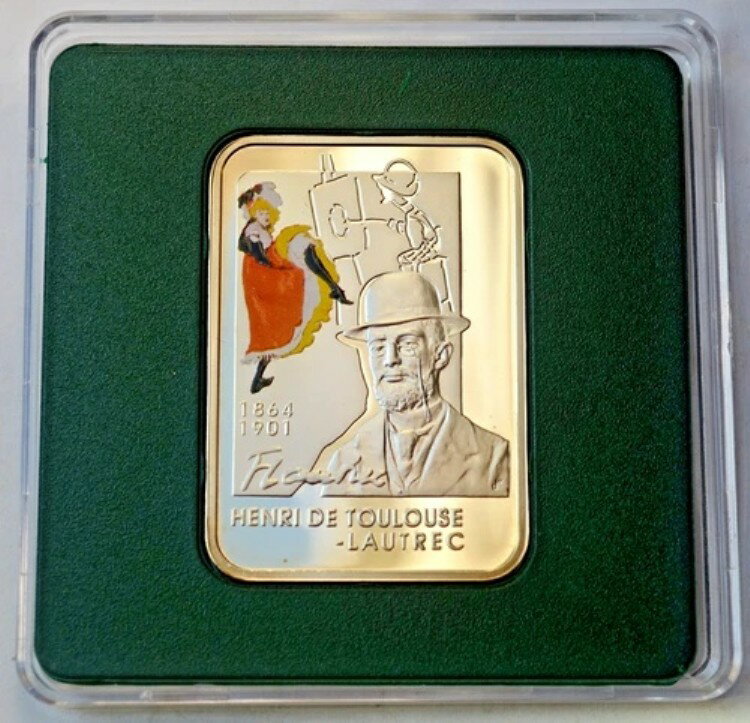 ニウエ 1 ドル 2008、画家アンリ・ド・トゥールーズ＝ロートレック シルバー、COA。