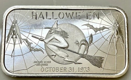ヴィンテージ 1973 ハロウィーン 1 オンス シルバー バー ? マディソン ミント!