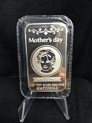 ヴィンテージ 母の日 1984年5月13日 1オンス Tr .999 プルーフ シルバー アートバー ナショナルミント