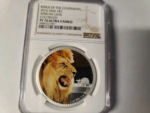 WORLD RESOURCE【KING店】の2016年 ニウエ S$2 アフリカンライオン 1オンス シルバー プルーフ カラーコイン NGC PF70 UCAM パーフェクト｜アングル2