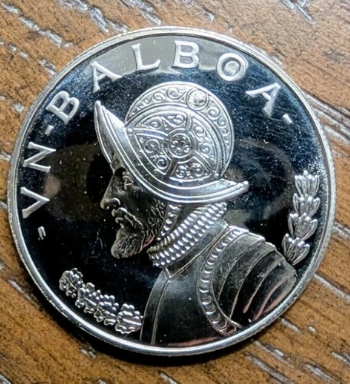 1972年 1バルボア シルバー パナマ ほぼ完璧なプルーフ。まるで鏡のようです！写真をご覧ください
