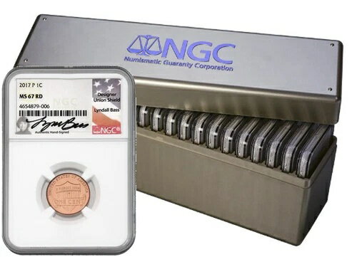 2017年 Pシールド ペニー NGC MS67 RD 1枚 - デザイナー Lyndall Bass による直筆サイン入り (b35)