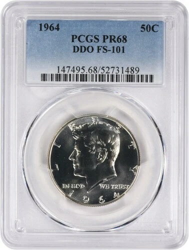 1964年 ケネディ銀貨 ハーフダラー DDO FS-101 PR68 PCGS